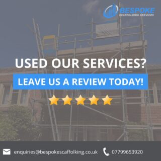 Have you used Bespoke Scaffolding Services and would recommend our services to others? 
If so we’d LOVE to hear your feedback!

🔹 Leave us a ⭐️ rating
🔹Recommend to others with a YES!
🔹Leave us a review on Facebook, Trustpilot or Google!

All feedback is highly appreciated! ✅